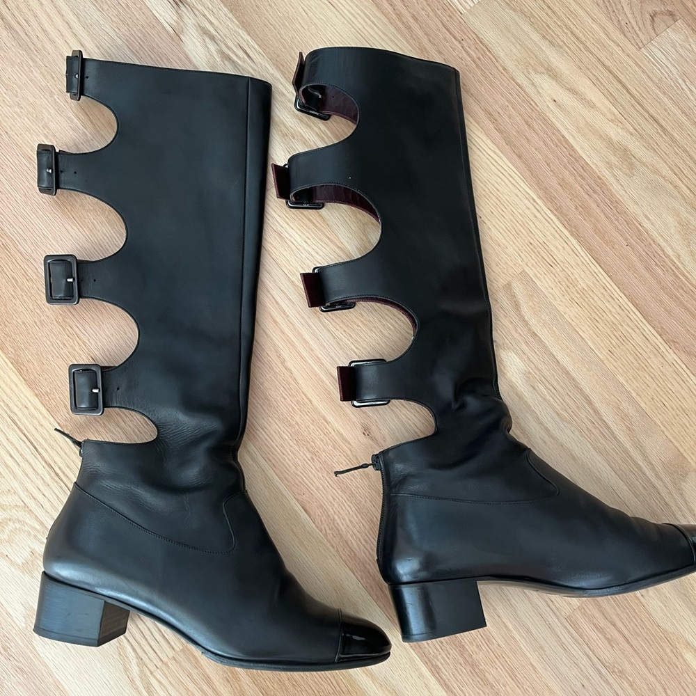Chanel leather boots, Sz 40